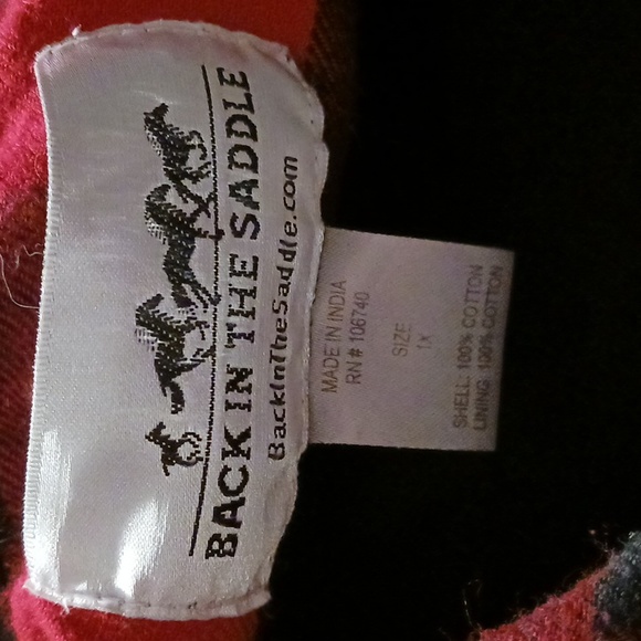 Back in the Saddle denim flannel liner hooded jacket. Women's size 1X - Picture 6 of 6